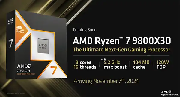 پردازنده ای ام دی Ryzen 7 9800X3D AM5 3.20GHz 8-Core 1 Ryzen 7 9800X3D