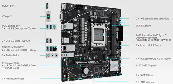مادربرد ایسوس ASUS PRIME A620M-K 1 PRIME A620M-K