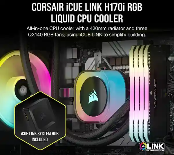 iCUE LINK H170i RGB AIO Liquid CPU Cooler - Corsair